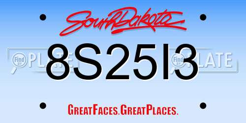 8S25I3 South Dakota License Plate