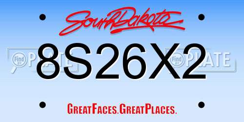 8S26X2 South Dakota License Plate