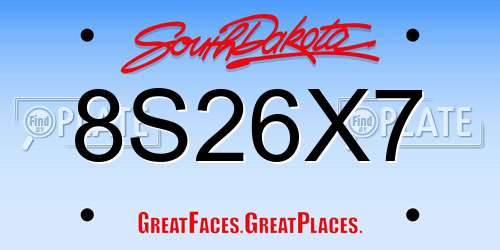 8S26X7 South Dakota License Plate