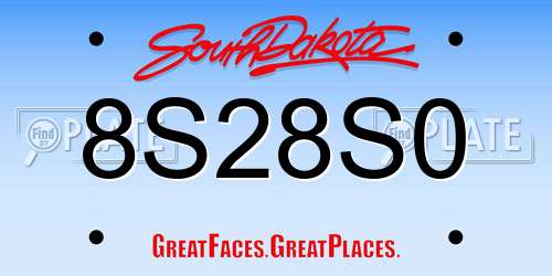8S28S0 South Dakota License Plate