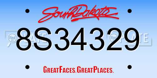 8S34329 South Dakota License Plate