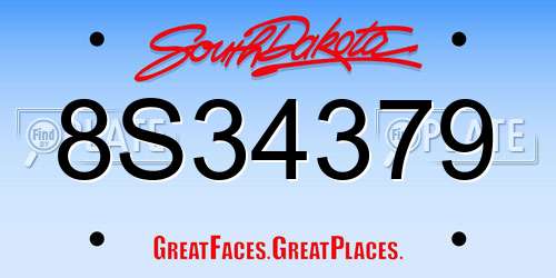 8S34379 South Dakota License Plate