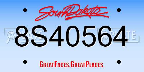 8S40564 South Dakota License Plate