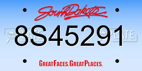 8S45291 South Dakota License Plate