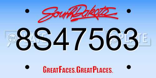 8S47563 South Dakota License Plate