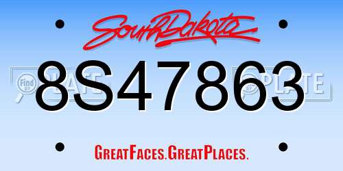 8S47863 South Dakota License Plate