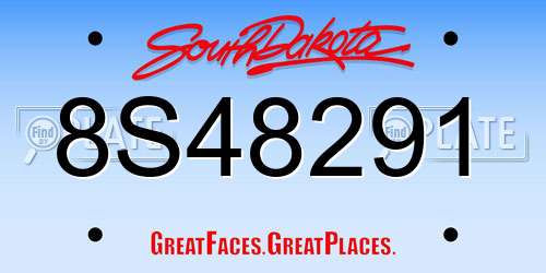 8S48291 South Dakota License Plate