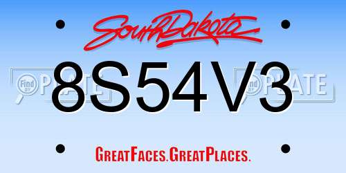 8S54V3 South Dakota License Plate