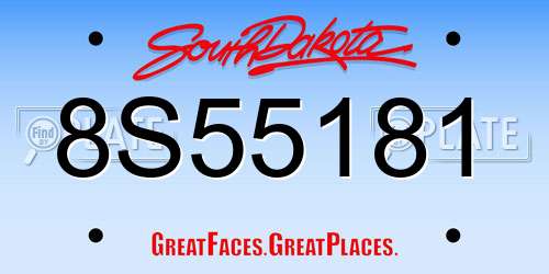 8S55181 South Dakota License Plate