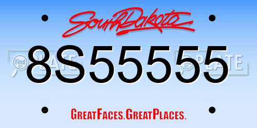 8S55555 South Dakota License Plate