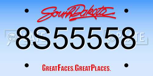 8S55558 South Dakota License Plate