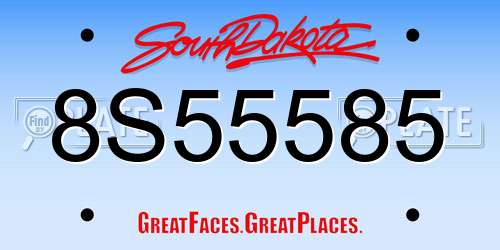 8S55585 South Dakota License Plate