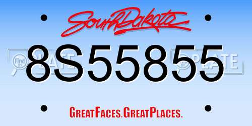 8S55855 South Dakota License Plate