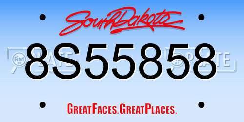 8S55858 South Dakota License Plate