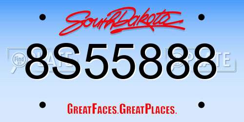 8S55888 South Dakota License Plate