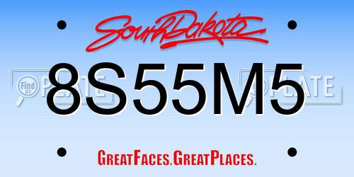 8S55M5 South Dakota License Plate