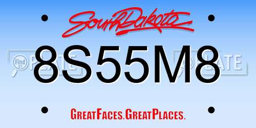 8S55M8 South Dakota License Plate
