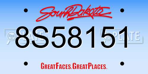 8S58151 South Dakota License Plate