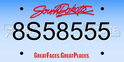 8S58555 South Dakota License Plate