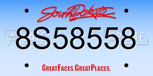 8S58558 South Dakota License Plate