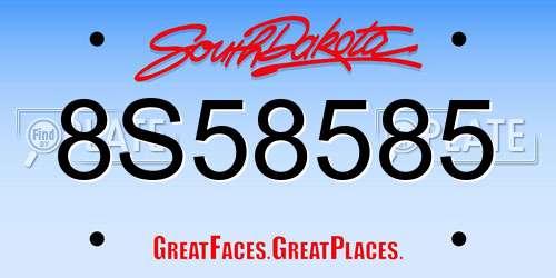 8S58585 South Dakota License Plate