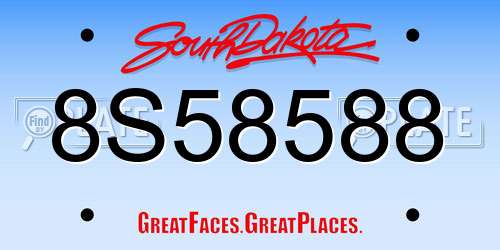 8S58588 South Dakota License Plate