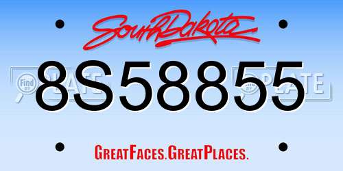 8S58855 South Dakota License Plate
