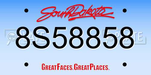 8S58858 South Dakota License Plate