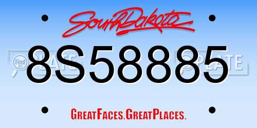 8S58885 South Dakota License Plate