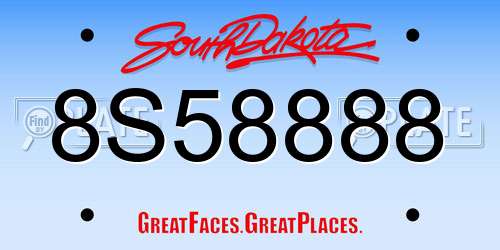 8S58888 South Dakota License Plate