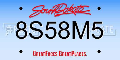 8S58M5 South Dakota License Plate
