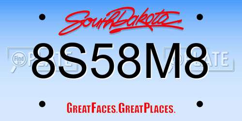 8S58M8 South Dakota License Plate