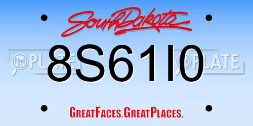 8S61I0 South Dakota License Plate