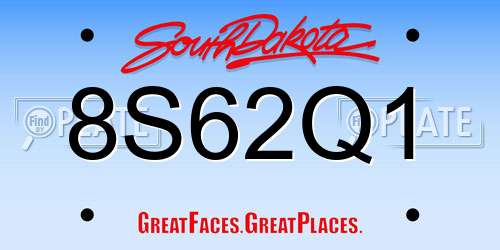 8S62Q1 South Dakota License Plate