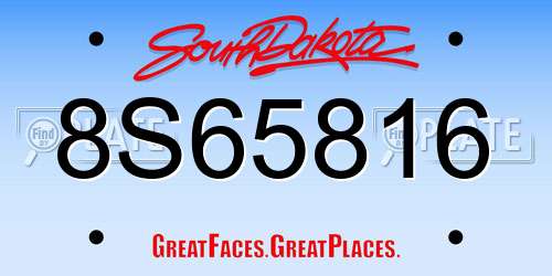 8S65816 South Dakota License Plate