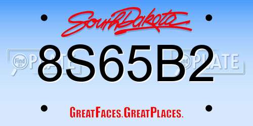 8S65B2 South Dakota License Plate