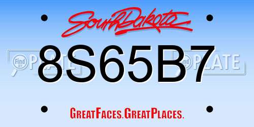 8S65B7 South Dakota License Plate