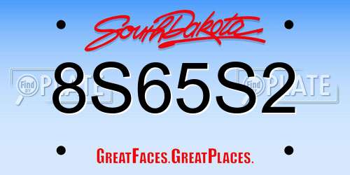 8S65S2 South Dakota License Plate