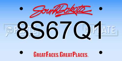 8S67Q1 South Dakota License Plate