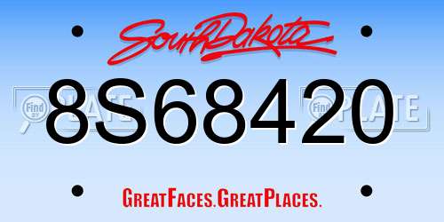 8S68420 South Dakota License Plate