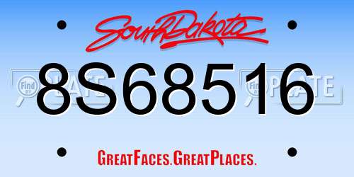 8S68516 South Dakota License Plate