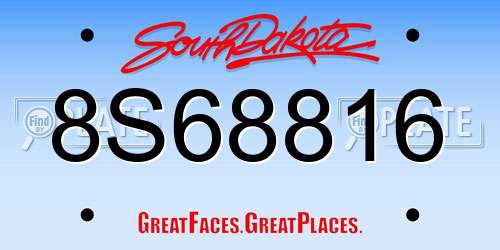 8S68816 South Dakota License Plate