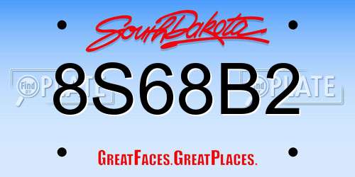 8S68B2 South Dakota License Plate