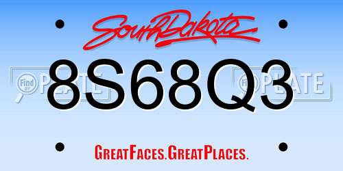 8S68Q3 South Dakota License Plate