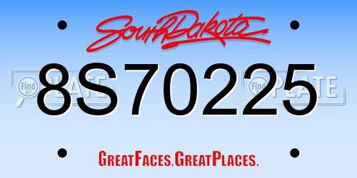 8S70225 South Dakota License Plate