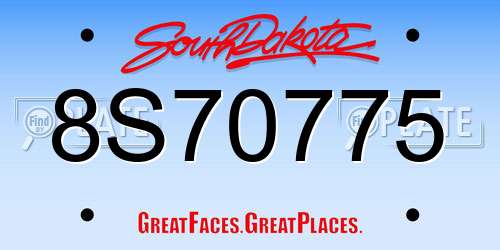 8S70775 South Dakota License Plate