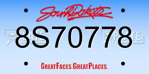 8S70778 South Dakota License Plate