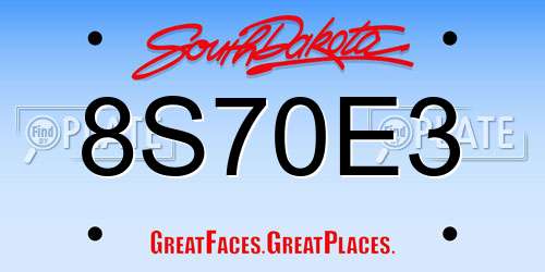 8S70E3 South Dakota License Plate