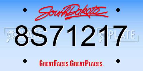 8S71217 South Dakota License Plate
