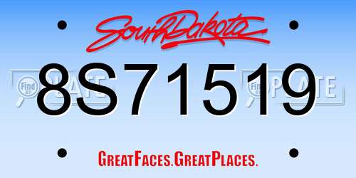 8S71519 South Dakota License Plate